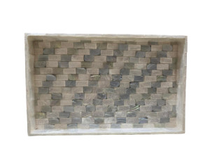 BANDEJA CAPIZ BLUE BORDE ALTO 16x28cm