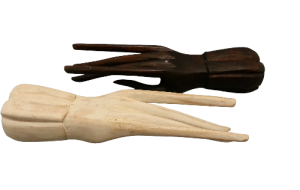 EXPOSITOR MANO 20cmx 05cm marron/blco.