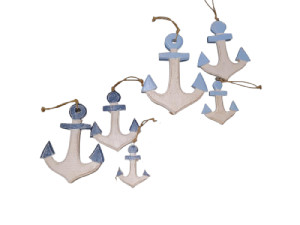 DECO 3 ANCLAS 20/15/12cm BLANCO-AZUL