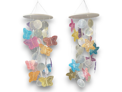 MOVIL CAPIZ MARIPOSA+ESTRELLA PINTADA 2 colors pack 4